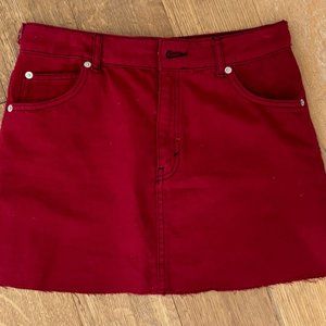 Dark red denim skirt